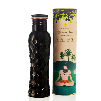 Kupfertrinkflasche ~ Diamantrille schwarz